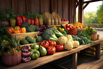 various vegetable display in the traditional market