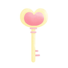 a yellow and pink key