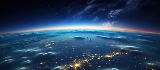 Earth View from Space with City Lights