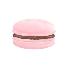 pink macaron with chocolate cream