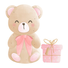 cute bear with gift