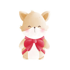 cutie fox and red bow