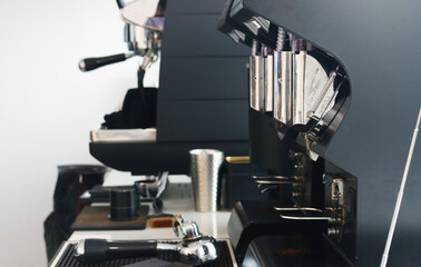 Two group coffee machines background.
