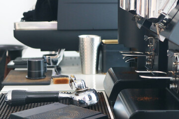 Stainless steel coffee maker portafilter.