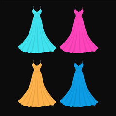 Obraz premium Woman Elegant Party Dress Stylish Illustration Art Icon Design Vector