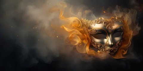 Gordijnen ornamented mask in the smoke masquerade © Pter