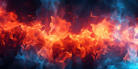  Fire and flames on a black background.AI Generative 