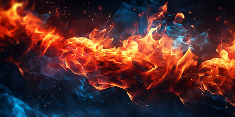 Abstract background with hot fire moving shapes with sparks flowing.AI Generative 