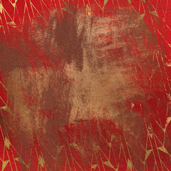 Shabby Art- Deco red background. Abstract leather backdrop