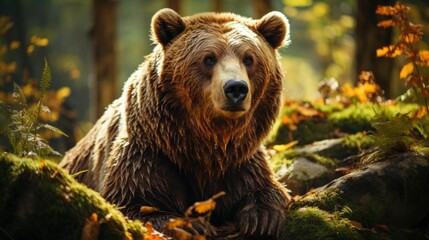 Obraz premium A wild adult Brown Bear Ursus Arctos in a summer