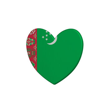recommend clip art: World countries. Heart element on white background. Turkmenistan