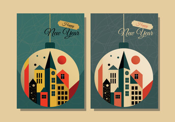 New Year greeting cards, 2 color variations, A4