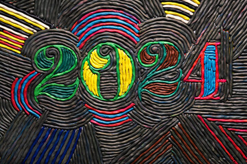 colored balls plasticine texture art project new year 2024