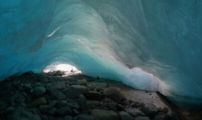 Uncerneath the ice of the Rhone Glacier