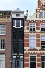 Amsterdam Singel Canal House Facade with Christmas Wreath, Netherlands