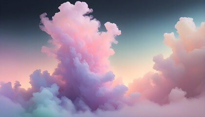 Trendy Soft Colorful Pastel Blue, Pink, and Green Gradient Background With Blur Effect and Shimmering Luminescent Shades. Styled in Fluffy Clouds. Creating an Abstract Aerial, Dreamy, Visual Backdrop.