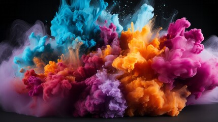 Fototapeta na wymiar Explosion of colorful powders isolated on white back