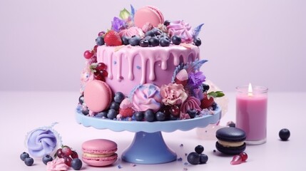 Obraz na płótnie Canvas pink and purple birthday cake