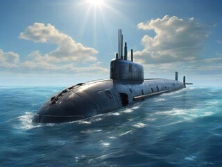 Submarine in the sea.