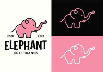 Cute elephant logo icon vector illustration design