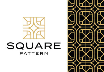 square pattern line art logo icon vector design template