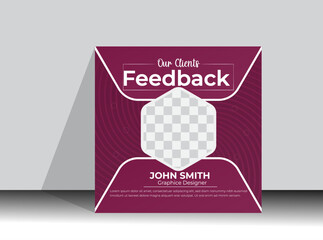 Modern Client testimonials or customer feedback social media post web banner template.