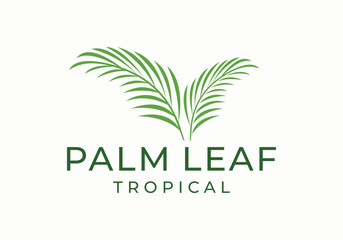 tropical palm leaf logo icon vector illustration design - obrazy, fototapety, plakaty
