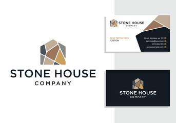 stone house logo icon and business card design template