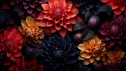Abwaschbare Fototapete Photo of beautiful flowers on black background, plant documentary, time lapse © 대연 김