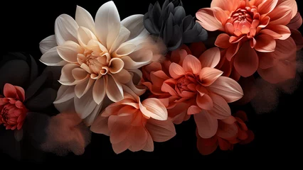 Zelfklevend Fotobehang Photo of beautiful flowers on black background, plant documentary, time lapse © 대연 김