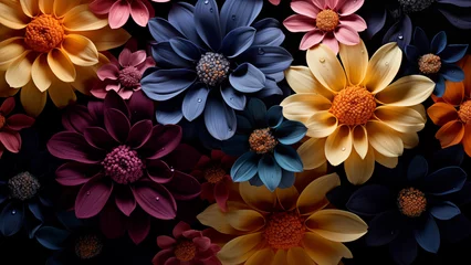 Wandcirkels tuinposter Photo of beautiful flowers on black background, plant documentary, time lapse © 대연 김