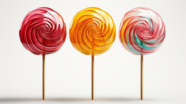 Three lollipops isolated on a transparent background