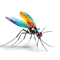 Cartoon colorful  mosquito with sunglasses on white background