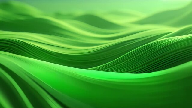 Abstract Green Waves with Silk Texture
