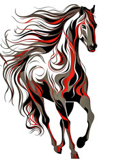 Fototapeta na wymiar Artistic Line Art Horse, Colorful Equine Creation, Vibrant Horse Illustration, Dynamic Horse Design, Expressive Equine Palette.