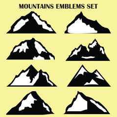Fototapeta na wymiar Set of 8 Mountain Shapes For Logos. eps file 3.