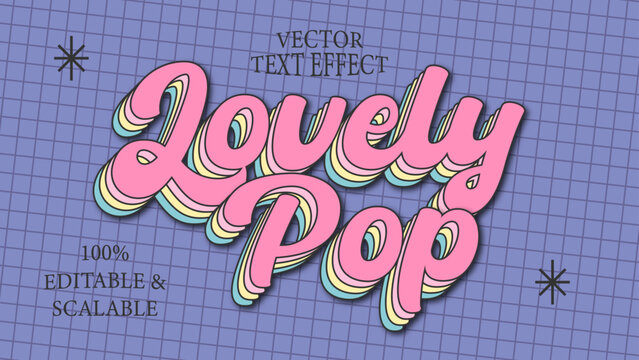 Lovely Pop retro text effect editable and customizable graphic styles ready to use