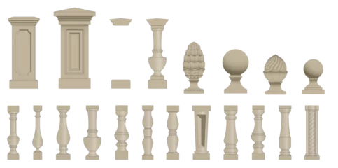 Deurstickers Set of silhouettes balusters drawing © petrrgoskov