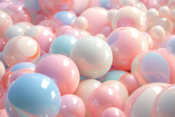 Whimsical pastel delights soft color balls and bubble gums.  Abstract digital Illustration of soft...