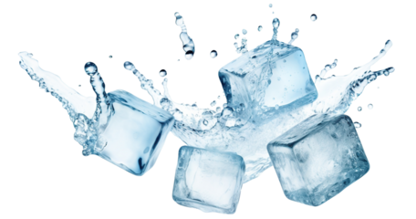 Flying melting ice cubes, cut out