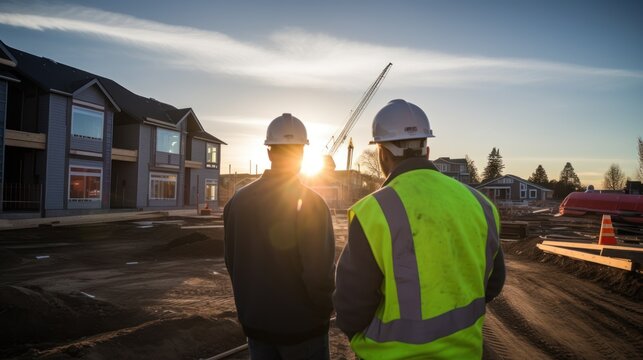 Behind the property developers inspecting houses after development.quality assurance new house