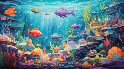 whimsical undersea coral reef adventure