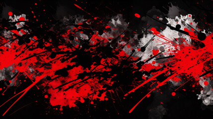 White, Red, and Black Paint Splatter, Infused with Noir Atmosphere. Digital Art Techniques, Bugcore Aesthetic, Staining, and Sketchy Grandiose Color Schemes