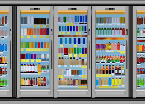 Digital display fridge.

This mockup and illustration is made from a photo collage, processed in Photoshop. With lots of cutting, pasting and using smudge tool. No Generative AI was used.