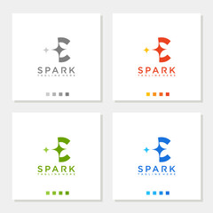 spark logo letter C star fireworks sparkling  logo graphic vector icon
