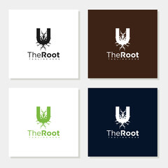 The roots letter U logo design inspiration editable