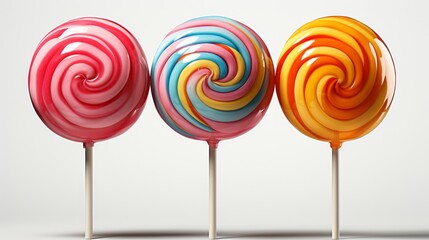 Three lollipops isolated on a transparent background