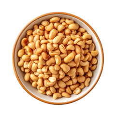 vu de dessus d'un bol rempli de cacahouètes salées 