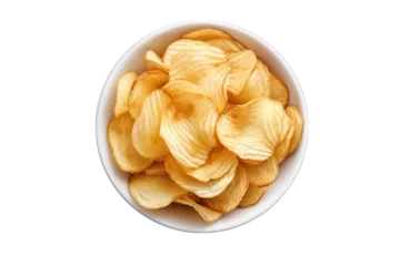 Fotobehang vu de dessus d'un bol rempli de chips de pomme de terre salées © Sébastien Jouve