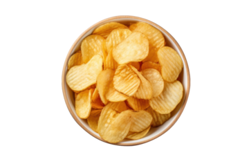 vu de dessus d'un bol rempli de chips de pomme de terre salées